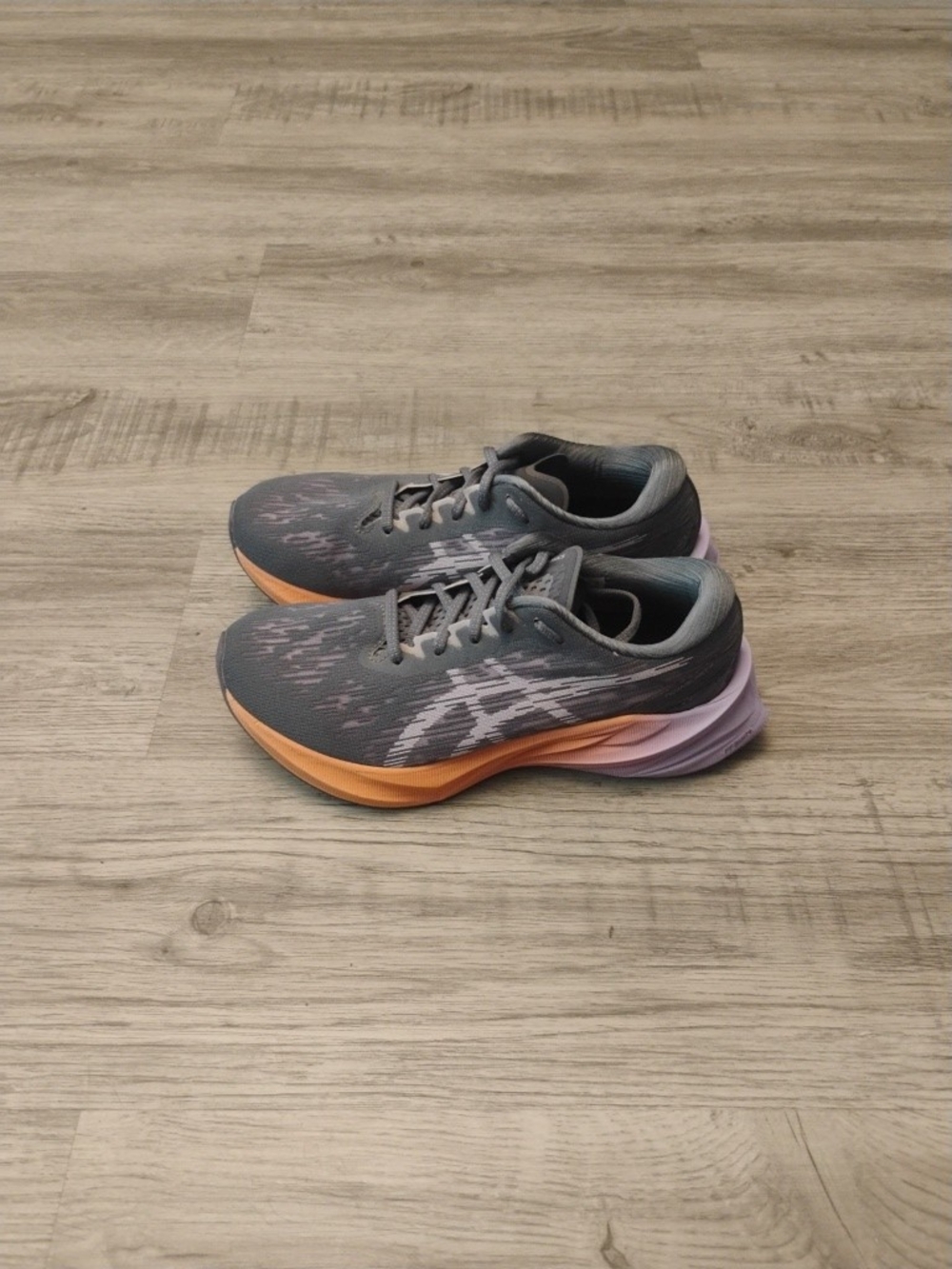 Asics Gray Running Shoes with Orange and Lavender Accents